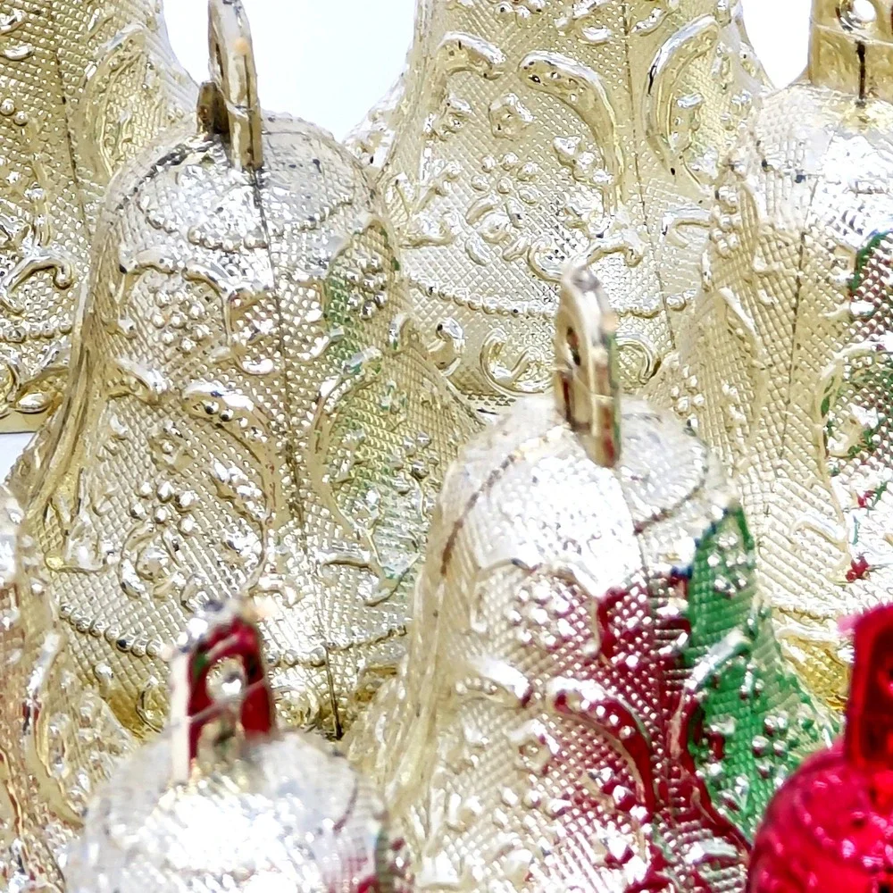 Lot of 20 Plastic Christmas Bell Shape Ornaments 2.25